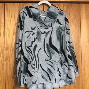 Lori Goldstein Printed Sweater Knit Cowl Neck Top